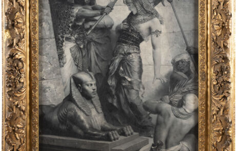 Historisches Gemälde mit mythologischen Figuren in opulentem, vergoldetem Rahmen, präsentiert bei Hargesheimer Kunstauktion.